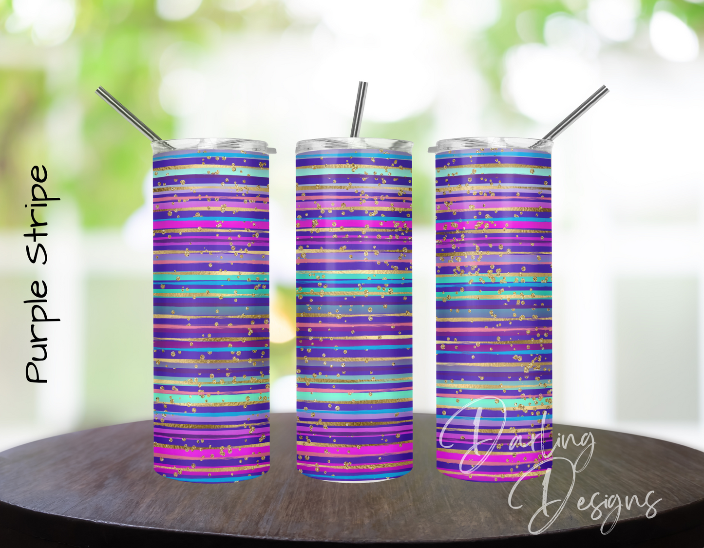 Striped Tumbler- 20oz skinny