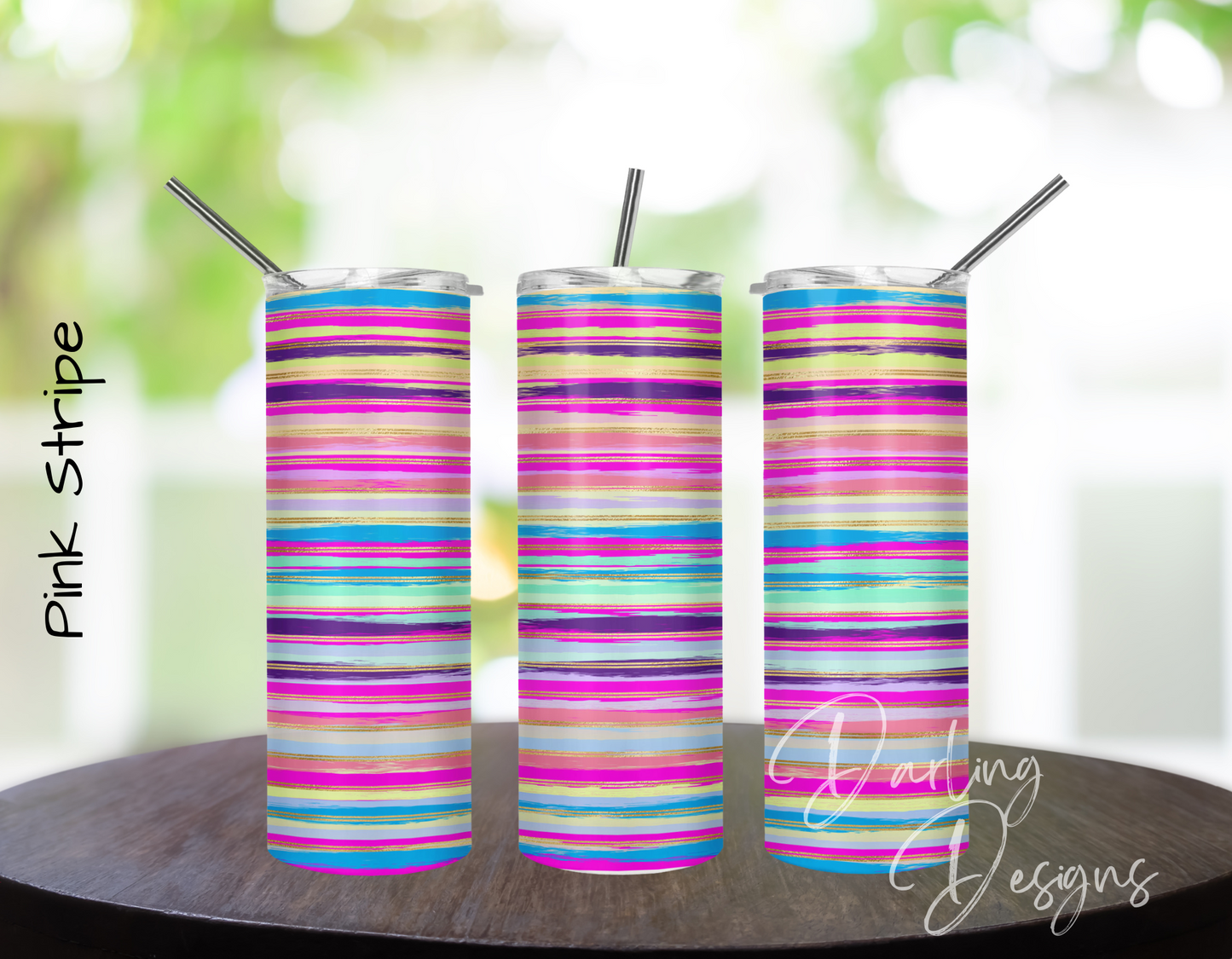 Striped Tumbler- 20oz skinny