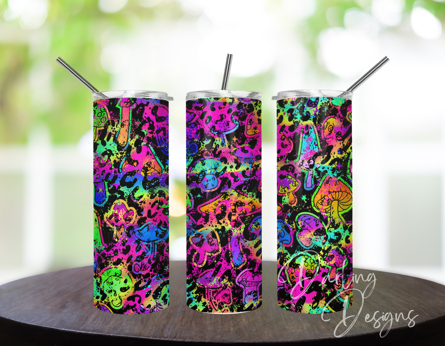 Neon Mushroom Tumbler - 20oz skinny